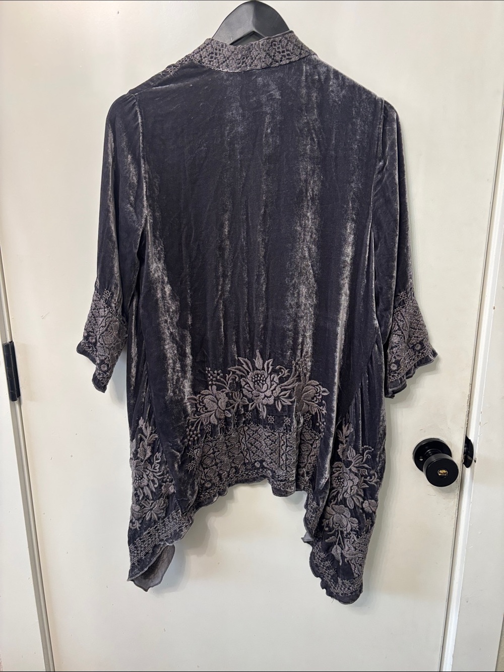 Johnny Was Daniella crushed velvet embroidered draped open front cardigan Small - Picture 7 of 8